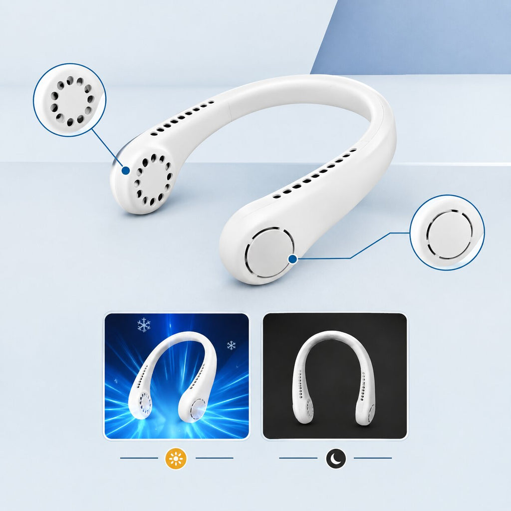 Bladeless Neck Fan — Hands-Free Wearable Cooling, USB Rechargeable