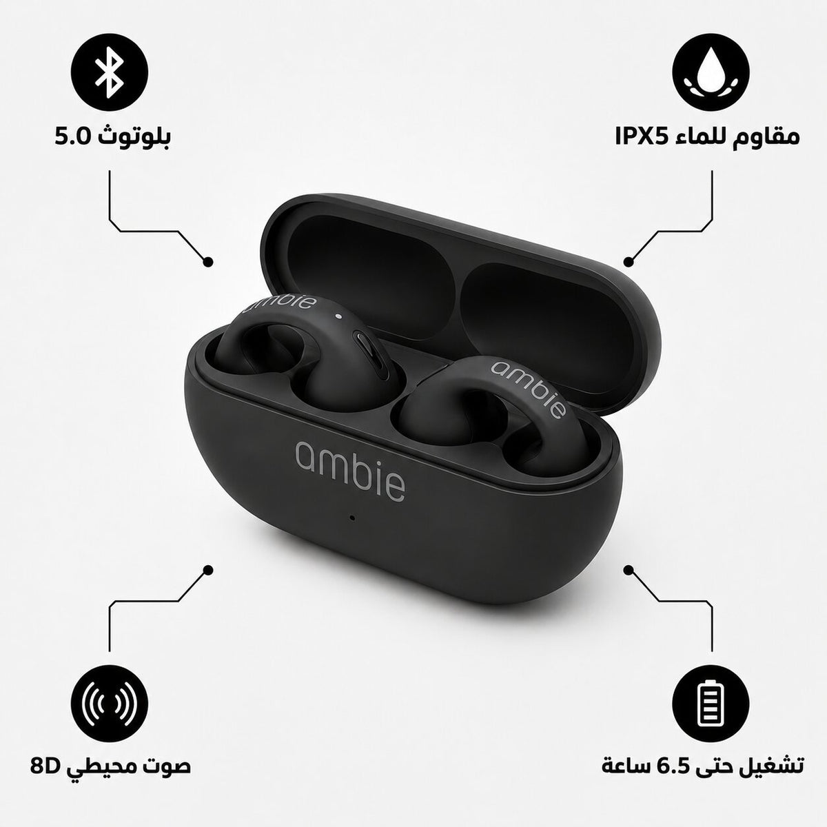 Open-Ear Clip-On Ear Cuff Headphones — Bluetooth 5.0, IPX5