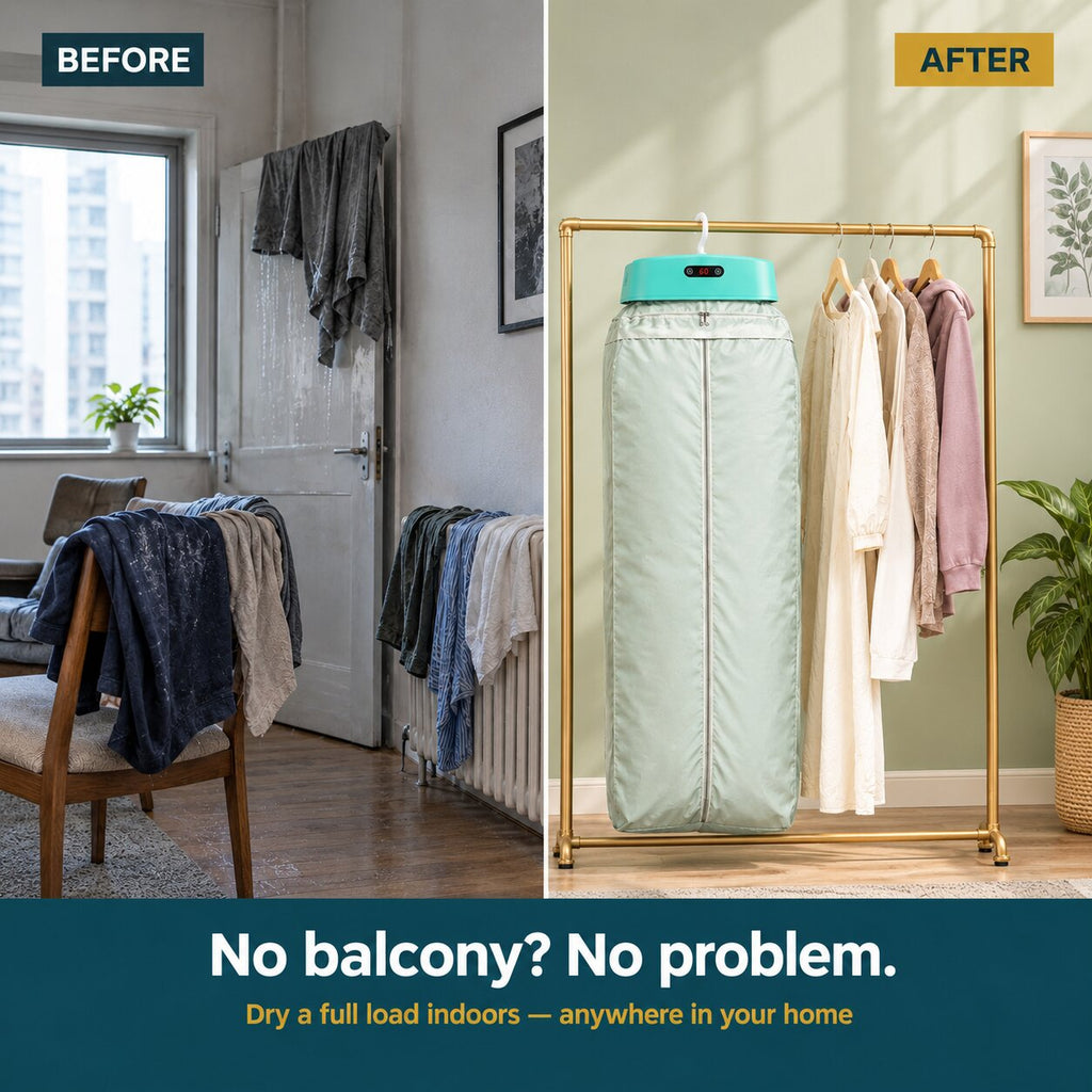 Portable Electric Clothes Dryer — Hanging Indoor Drying Heater with Digital Timer